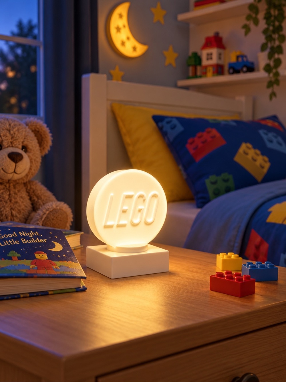 LEGO White Round Logo Night Lamp - Warm Glow